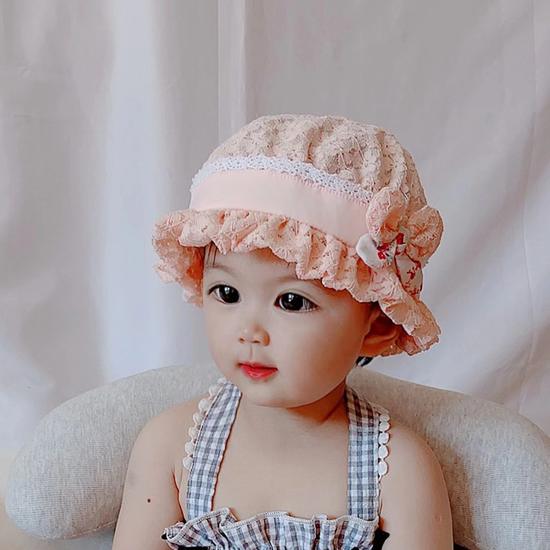 

Caps Hats Baby Girls Spring Summe Lacy Short Eave Hat with Bowknot Breathable Infant Caps born Pography Props 230313, Yellow