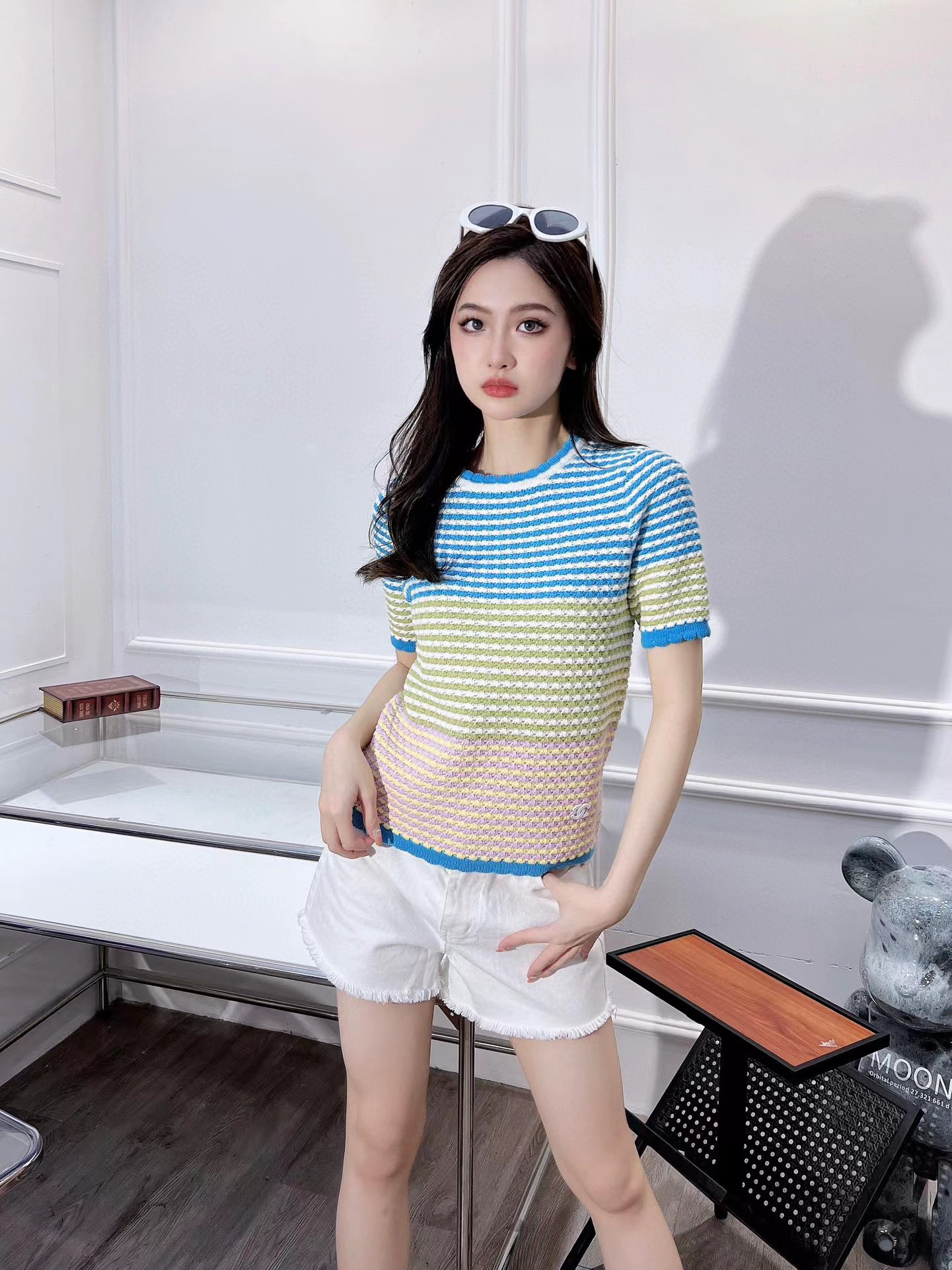 

Chan 2023 knits women's fashion clothing embroidery letters business short Women's Blouses Shirts sleeve skateboard casual shirt, Multi