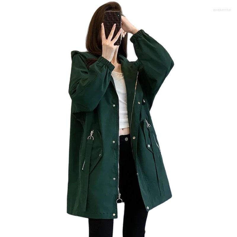 

Women' Trench Coats Spring Autumn Coat Women 2023 Fashion Mid Long Sleeve Overcoat Windbreaker Female Outwear Ladies Tops, Red