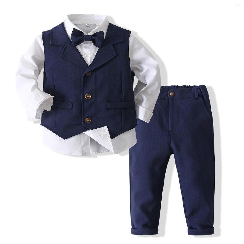 

Clothing Sets Fancy 3 Years Old Baby Boys Winter Suits With Tie Blue Wedding Formal Birthday 1 Shirt Vest Pants 3pcs Set 12 To 18 Months