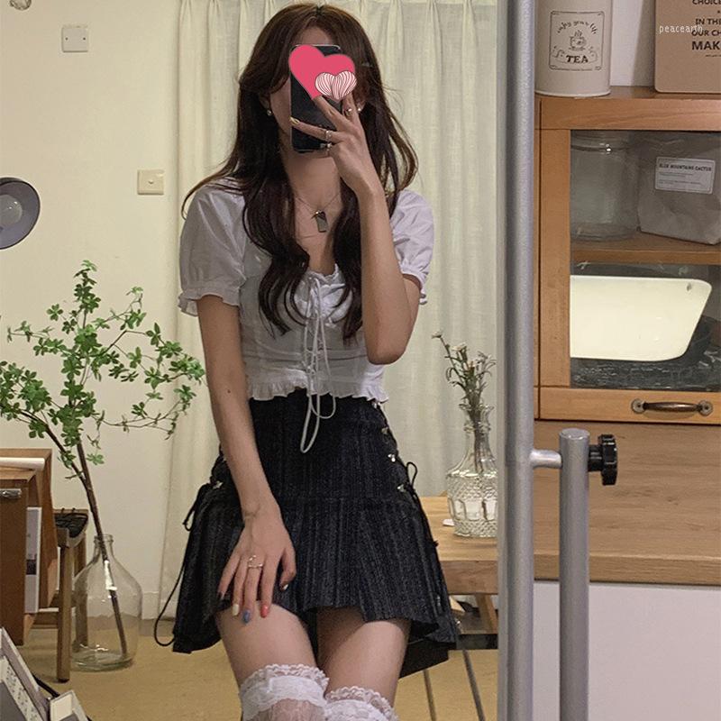 

Skirts Fashion Pleated High Waist Slimming Denim Skirt, Black