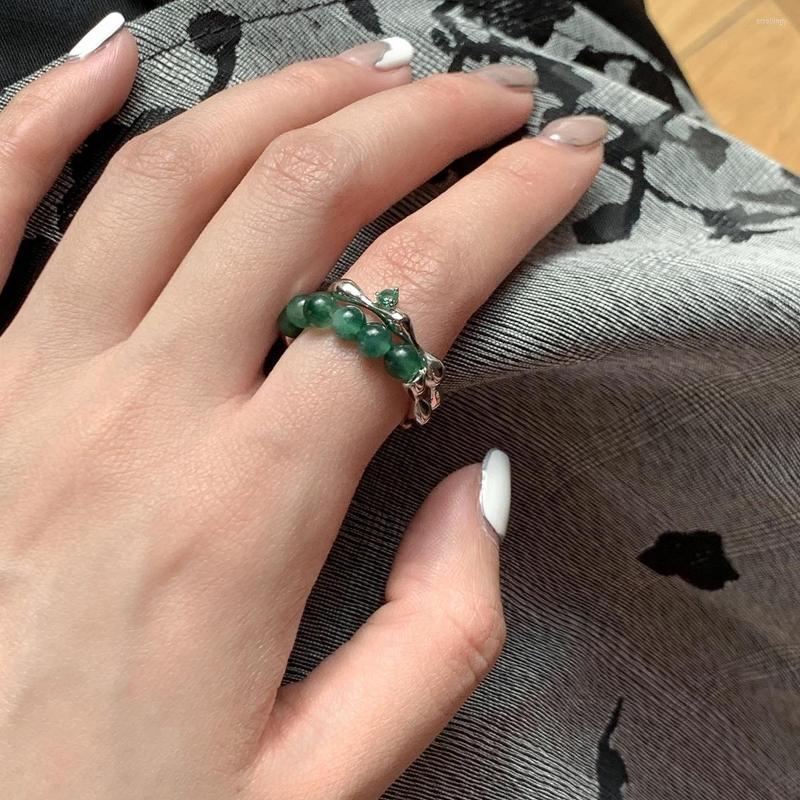 

Cluster Rings Chinese Style Chalcedony Ring Minority Fashion Index Finger Temperament