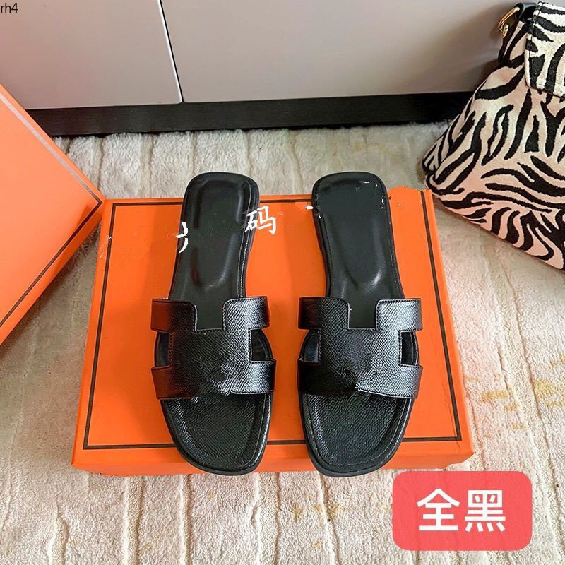 

famous brand Beach slippers Classic Flat heel Summer Designer Fashion flops leather lady Slides women shoes Hotel Bath Ladies sexy Sandals Large size MJKNMK 0000001, 19