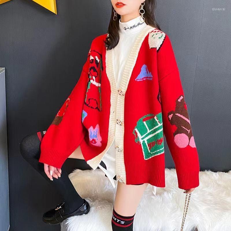 

Women's Knits Overisze 2023 Autumn Winter Fashion Knitted Cardigan Jacket Female Sweater Coats, White