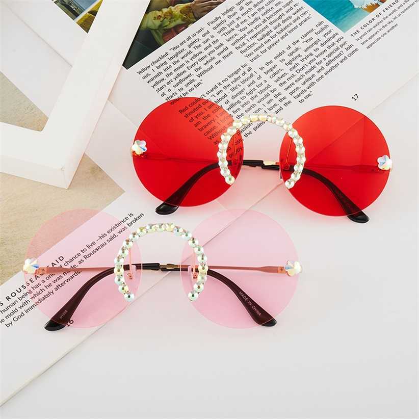 

Sunglasses 2023 new New with diamond frame personalized round fashionable metal sunglasses