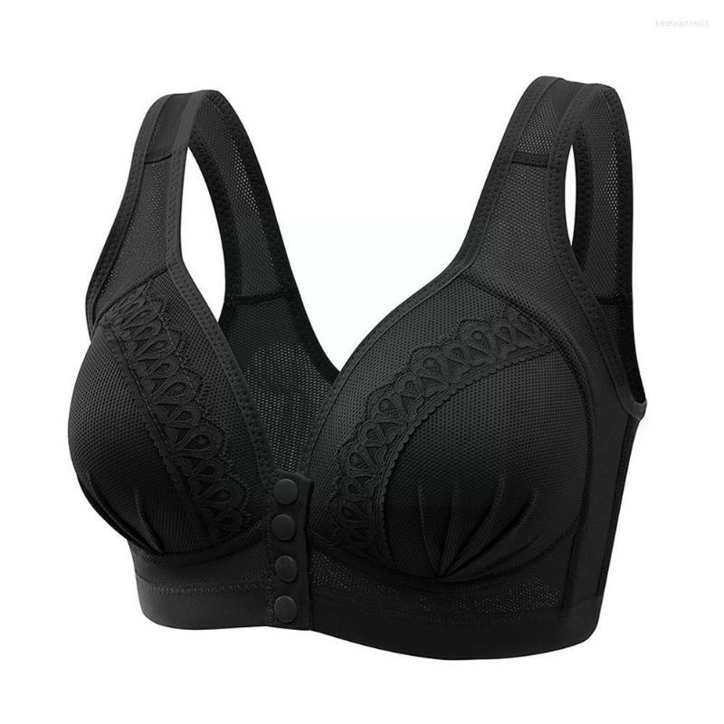 

Bras Women Lingerie Bra Cotton Wire Free Front Closure Bralette Back Straps Underwear Widened Comfortable U-shaped Shoulder Padd I4S4, Beige