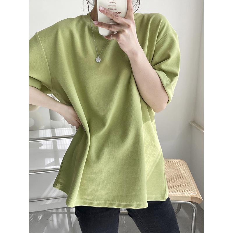 

Women's T Shirts Summer Casual Solid Color Short-sleeved Round Neck Bottoming GreyWomen's, Black