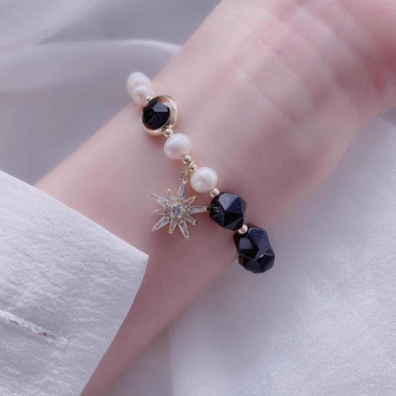 

Strand High End 14k Real Gold Zircon Mango Star Multi Faceted Natural Freshwater Pearl Bracelet Luxury Temperament Wearing Jewelry