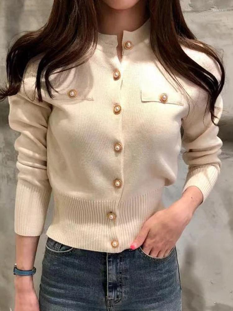 

Women's Knits ZCSMLL Fashion Women Cardigan Sweater Spring Knitted Long Sleeve Short Coat Casual Single Breasted Korean Slim Chic Ladies Top, White