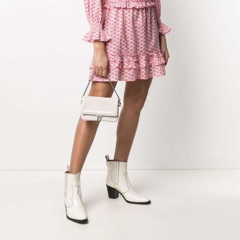 

Waist Bags Women's Wing Decoration Stitching Handbag White Or Black Chain 2023 Fashion