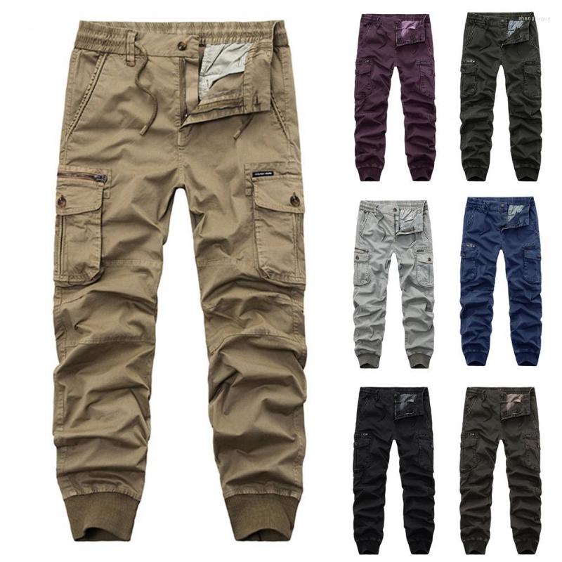 

Men's Pants Men Cargo Men's Casual Multi Pocket Military Tactical Jogging Ankle Tied Trousers Tracksuit, Royal blue