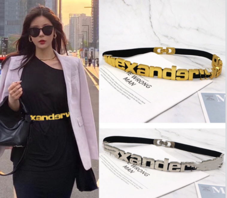 

Stretch Metallic Belt Female Ornament Ins Style Match with Coat Dress Fine Stretch Belts Cummerbund Quality, Aspic