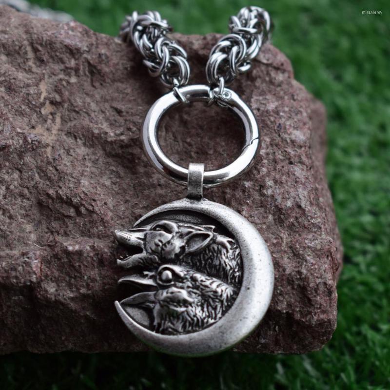 

Chains SanLan Viking Wolf And Raven Necklace With Stainless Steel Chain