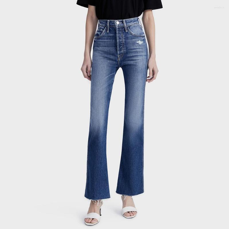 

Women's Jeans Casual Wild Women High Waist Hole Lady Flared Pants, Picture shown