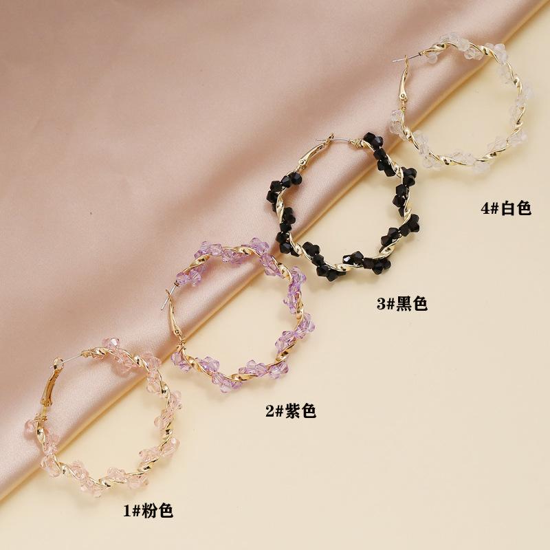 

Hoop Earrings & Huggie Europe And The United States -selling Jewelry Geometric Metal Multicolor Crystal Women Personality Fashion Exaggera