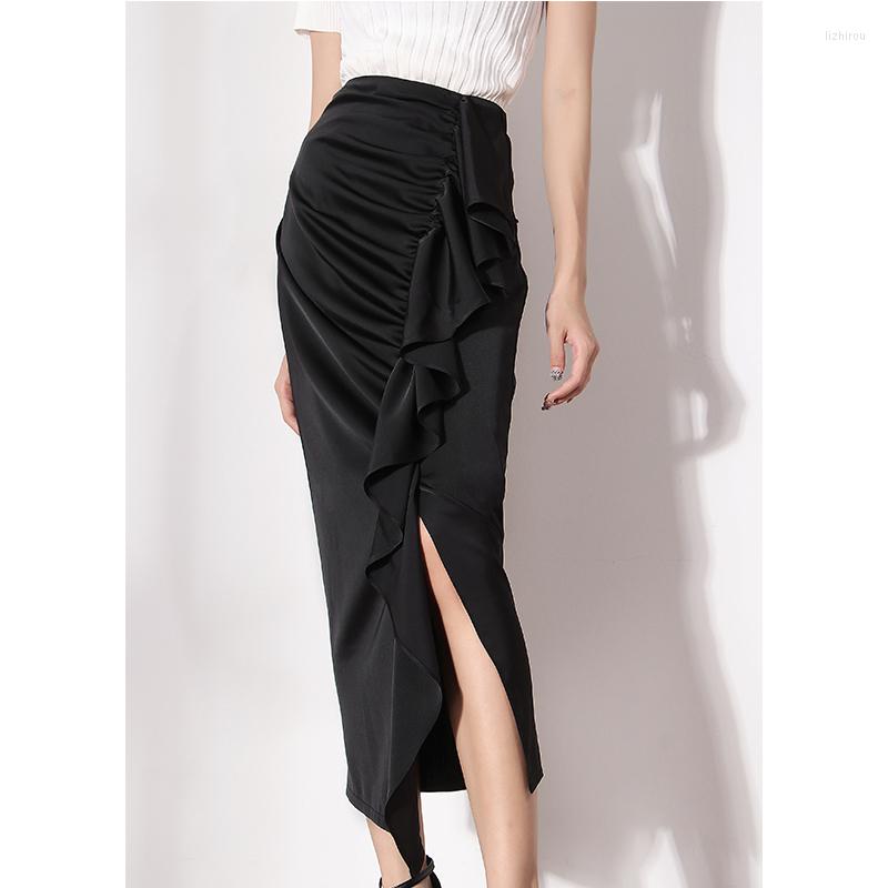 

Skirts Women' Skirt 2023 Black Irregular Fold Bag Hip Sexy Half Commuting