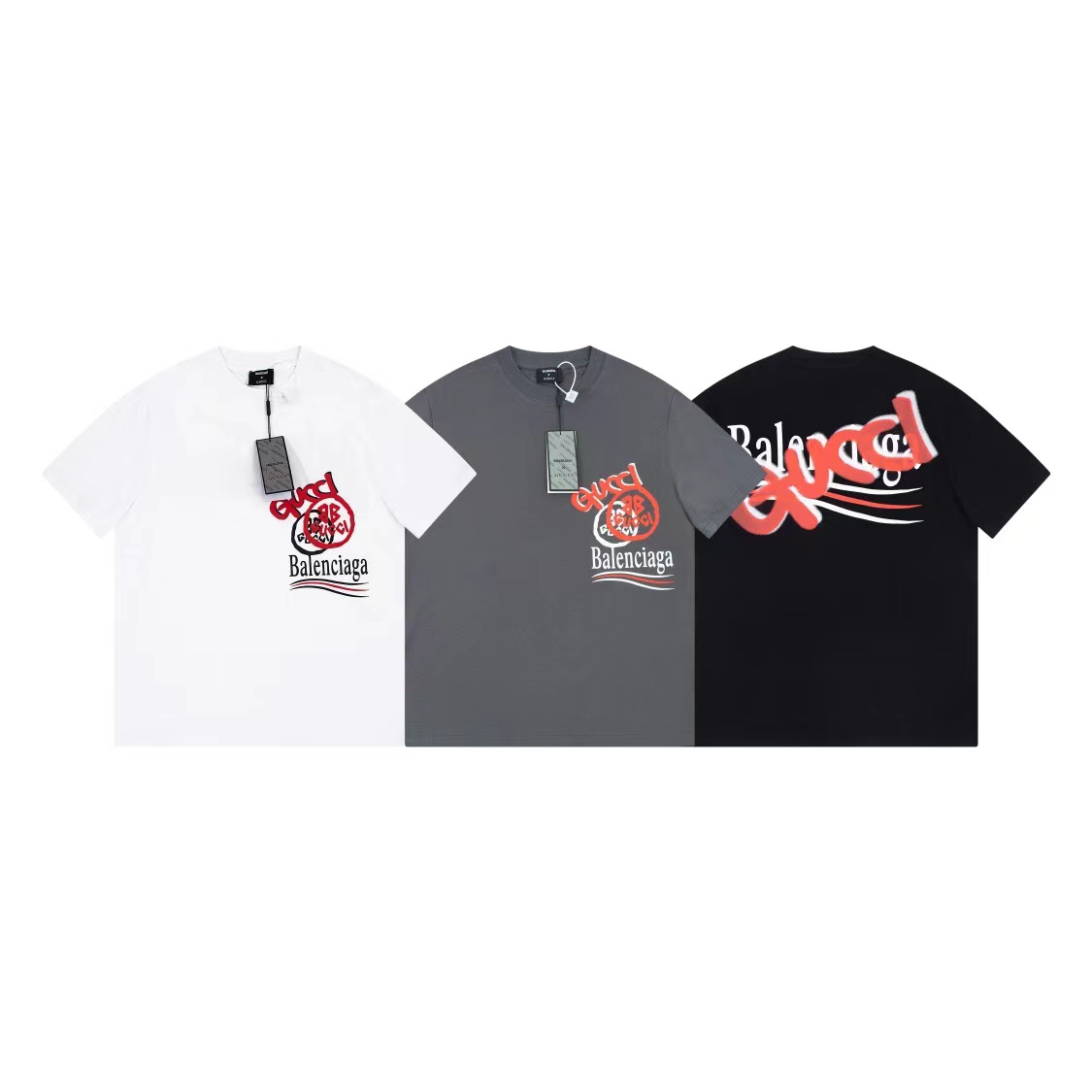 

2023 New men's fashion clothing summer casual fashion designer printed street short sleeve net red the same couple's edition models limited letter printing Pattern, White