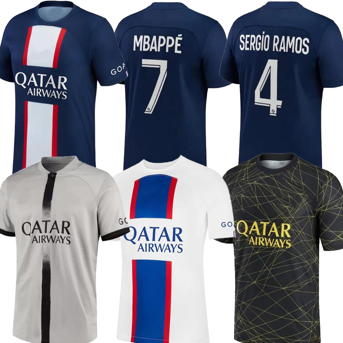

22/23 PSGs soccer jerseys 2022 PLAYER MBAPPE SERGIO RAMOS MARQUINHOS VERRATTI KIMPEMBE Maillots de football shirt ICARDI DI MARIA DRAXLER uniforms, Home