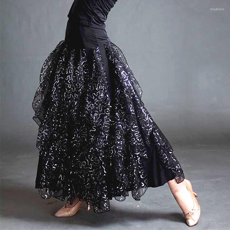 

Stage Wear Ballroom Skirt Women Dance Skirts Spanish Costumes Standard Flamenco Costume Waltz, Black