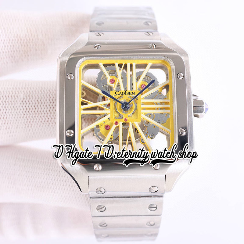 

BZF TWSA0007 Mens Watch Swiss Ronda 4S20 Quartz Analog Mechanical Skeleton Dial Stainless Steel Case Yellow Roman Markers 316L Steel Bracelet 2023 eternity Watches, Watch waterproof production cost