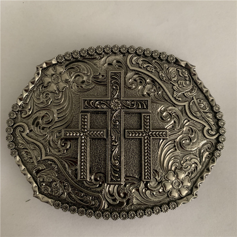 

Classic Flower Pattern Cross Western Cowboy Belt Buckles For Fashion Men Belts Accessories