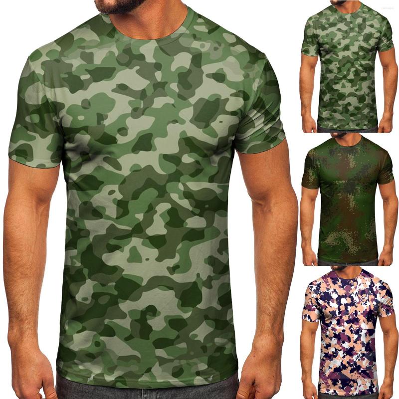 

Men's T Shirts Mens Large Tall Men Fashion Spring Summer Casual Short Sleeve O Neck Camouflage Printed Top Fit 2, Ag
