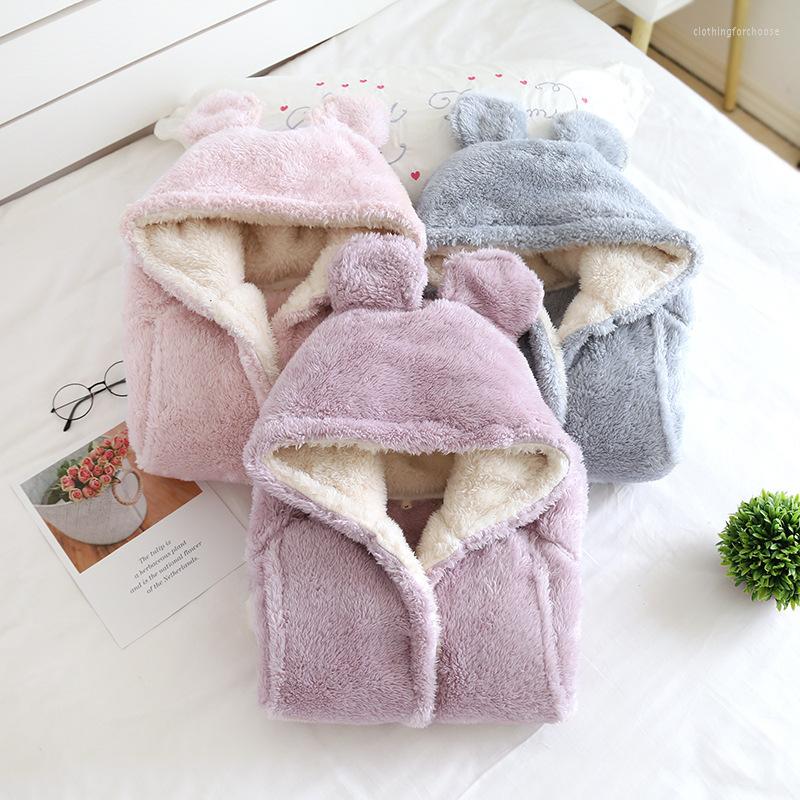 

Women's Sleepwear Flannel Pajamas Sets For Women Home Clothing Pajama Wear Pyjamas Set Hooded Winter Thick Warm Bath Robe, Purple