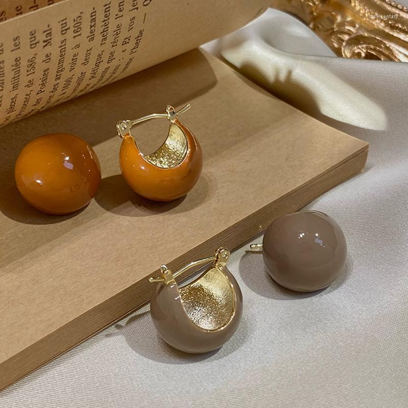 

Hoop Earrings French Simple Warm Color Drip Glaze Earring For Women Beanie Shape Ear Buckle Charm Boucle Oreille Fine Jewelry 2023