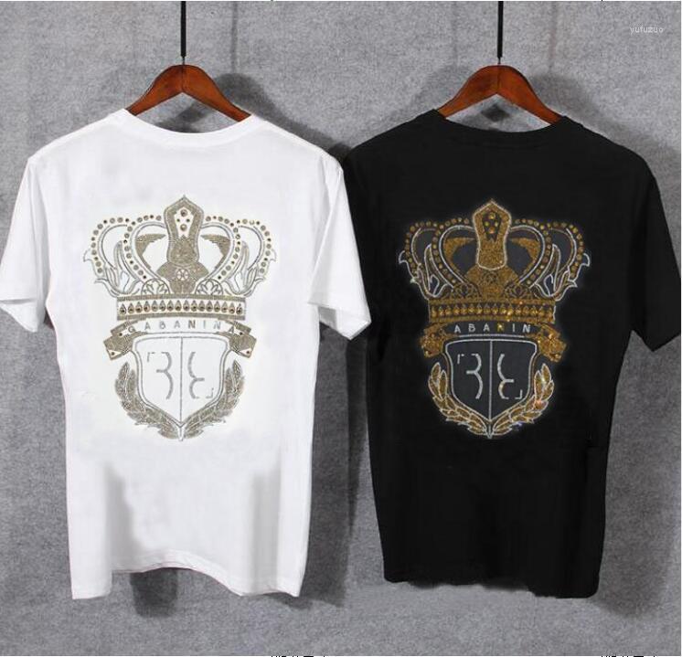 

Men's T Shirts White And Black 2023 Men Brand Fashion Luxury Rhinestone Slim TShirts Bussiness Drill Style T-shirts, As shown