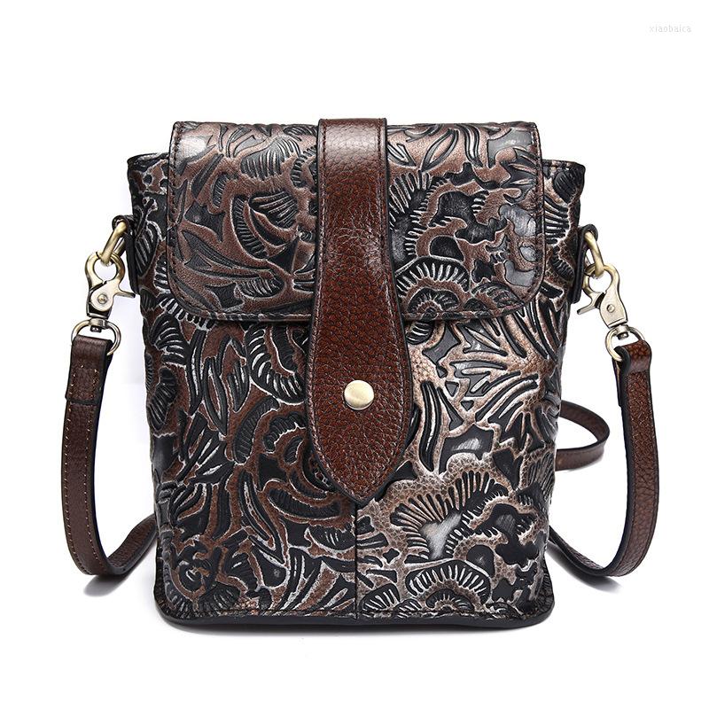 

Evening Bags Design Purse Retro Hand-colored Cowhide Leather Women Bag Shoulder Female Embossed Fashion Messenger, Wash gold