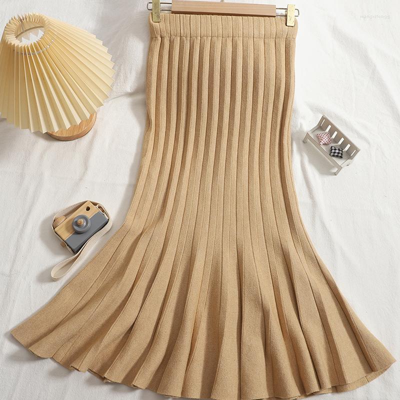 

Skirts 2023 Autumn Winter Korean Casual Striped A-line Skirt Womens Mid-length Warm Elegant Pleated Knitted Elegan Women's, Black