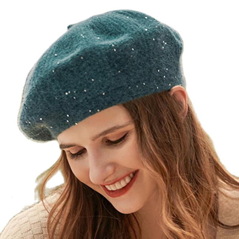 

Visors Simple Women Beret Dome Temperament Hat Solid Color Shiny Peaked CapVisors, Green