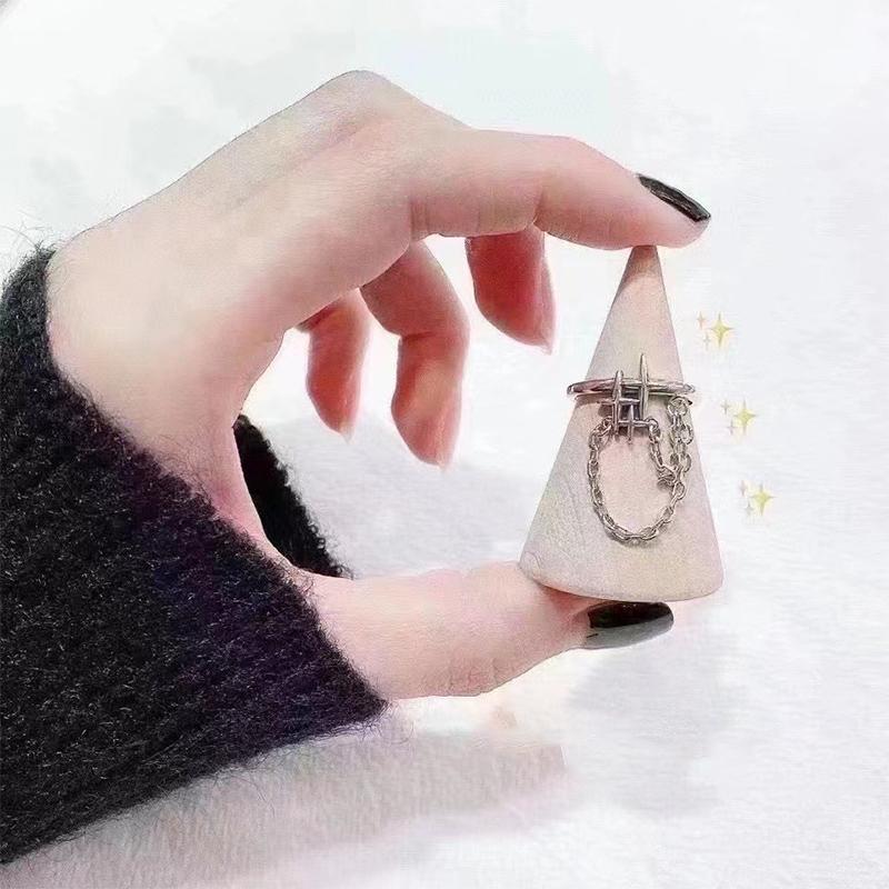 

Personality 925 Sterling Silver Ring Cross Stitching all-match Chain Ring Woman