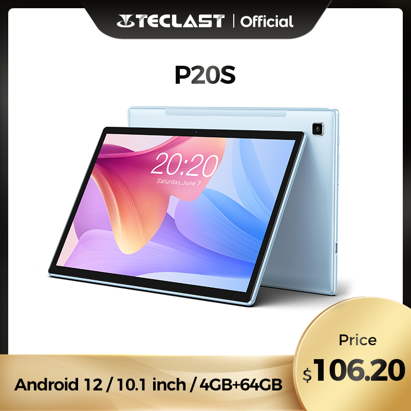 

Teclast P20S 10.1 Inch 1280X800 IPS Tablet pc 4GB RAM 64GB ROM MTK P22 Octa Core Android 12 Dual Cameras Wifi GPS Type-C, Blue