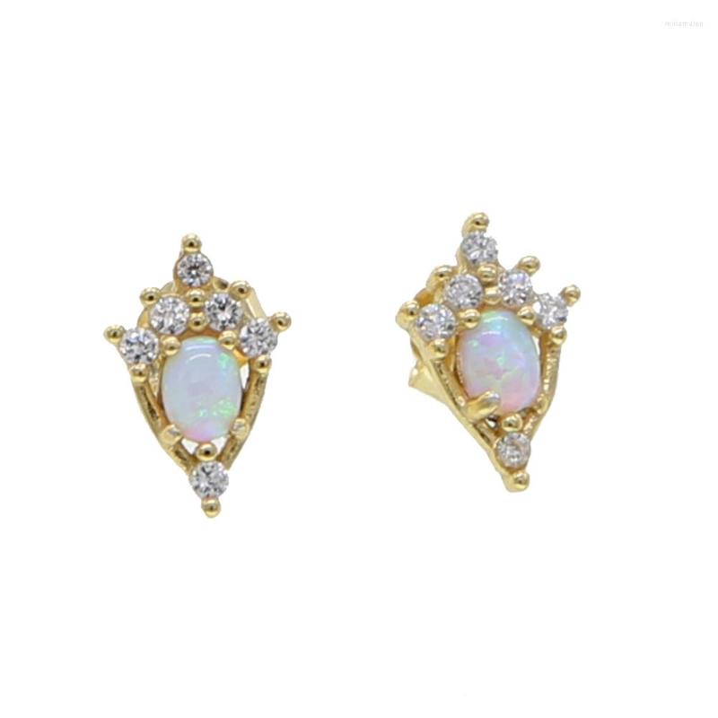 

Stud Earrings Gold Filled Vermeil 925 Sterling Silver Cz Fire Opal Paved Tiny Cute Lovely Earring Minimal Delicate Dainty Jewelry