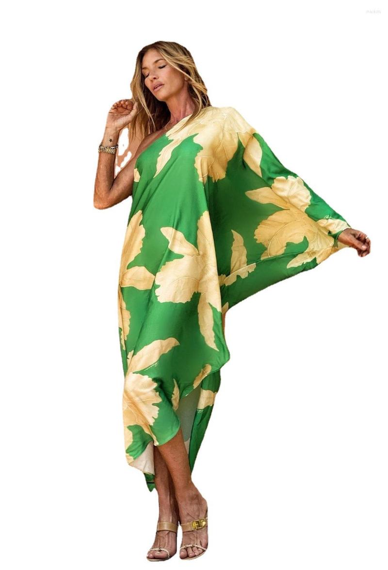 

Women's Swimwear DEARIRIS Summer One-shoulder Loose Women's Beach Long Dress Seaside Holiday Skirt, Army green