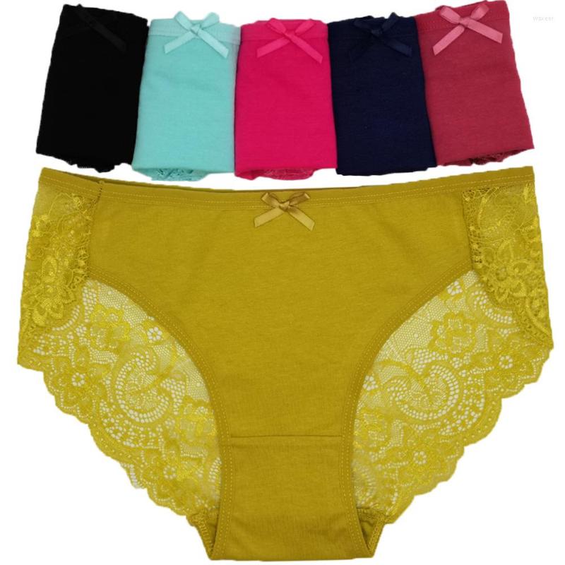 

Women's Panties 6Pcs/Lot Cotton Women Briefs Sexy Lace Female Underpants Comfortable Underwear Solid Color Lingerie, Multi