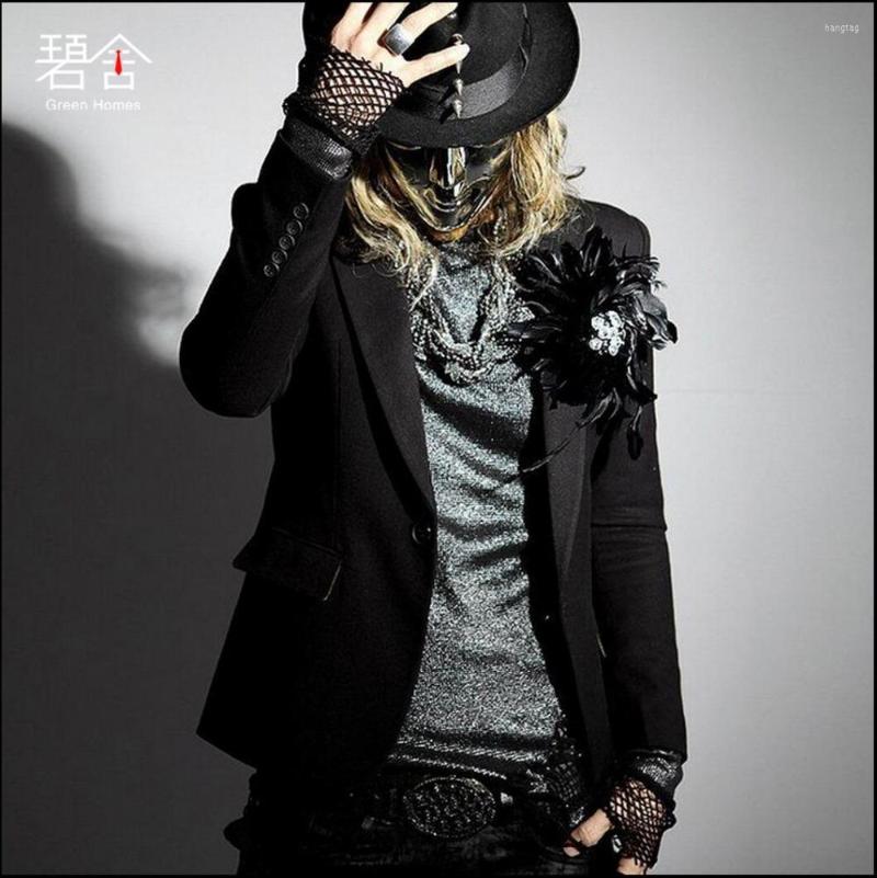 

Men' Suits 2023 Spring Men' Fashion Casual Suit Jacket Single Buckle Slim Small Tide Blazers Singer Nightclub Costumes Clothing, Black