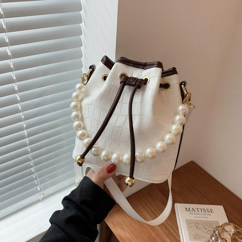 

Evening Bags Vintage Stone Pattern Bucket Shoulder Bag Women Drawstring Crossbody Female Messenger Ladies Handbag Sac A Main 2023, Black