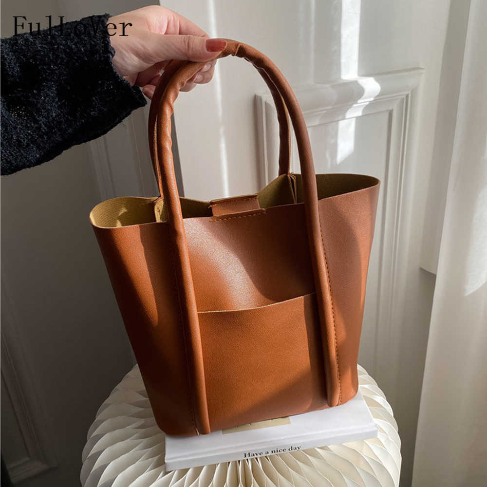 

new Fashion Women's Handbags New Vintage Shoulder Bags Large Capacity Retro Tote Bags Simple Solid Color Designer Brand Bags 230308, Coffee