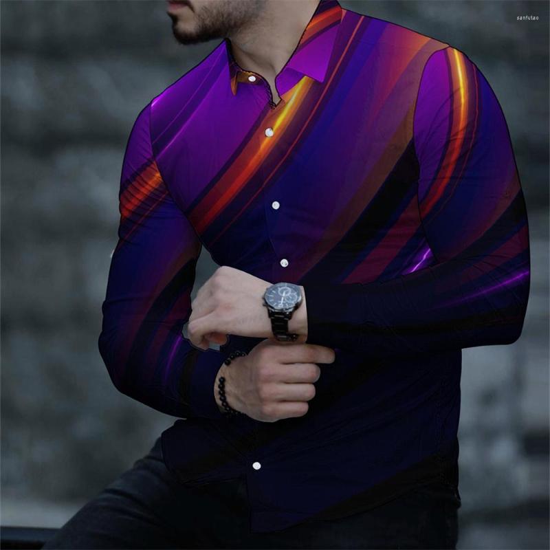 

Men's Casual Shirts Luxury Long Sleeve Turndown Collar Men's Autumn Fashion Cool 3d Digital Printing Tops Blouse For Men Clothes