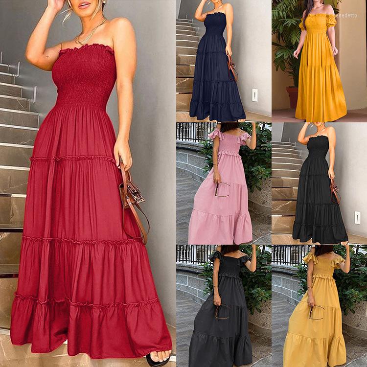 

Casual Dresses 2023 Summer Women' Dress Temperament Bandeau Solid, Black