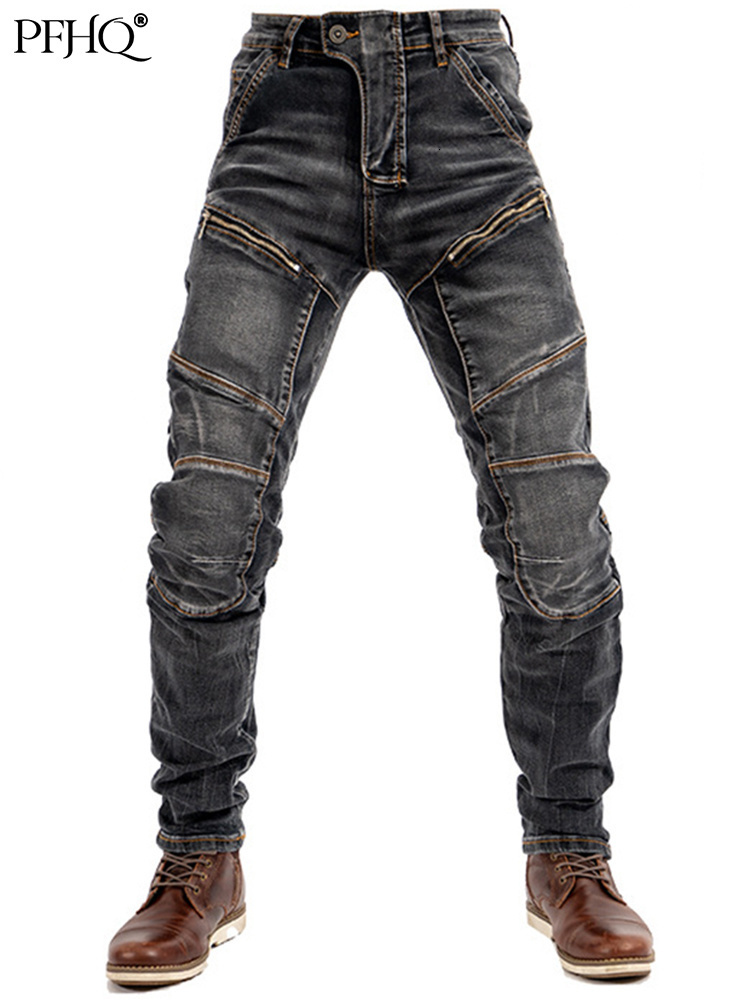 

Men' Jeans PFHQ Men' Cool Casual Motorcycle Pants Jeans Fashion Streetwear Tactical Protection Gear Riding Motocross Trousers 21Q1489 230313, Black