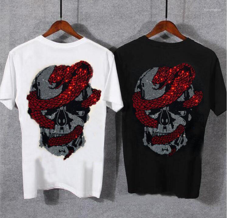 

Men's T Shirts Men's Slim Fit Rhinestone T-Shirt With Brand Logo Long Sleeve Standard-fit Comfortable Casual Drill TShirts, As shown