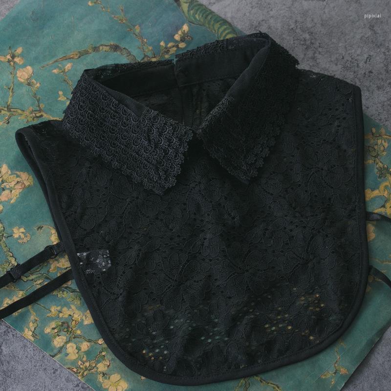 

Women's Blouses Fashion Autumn Winter Bottoming Top Wooden Lace Pointed Collar Pearl Organza High-end Accessories Blouse Detachable Fake, Style as picture