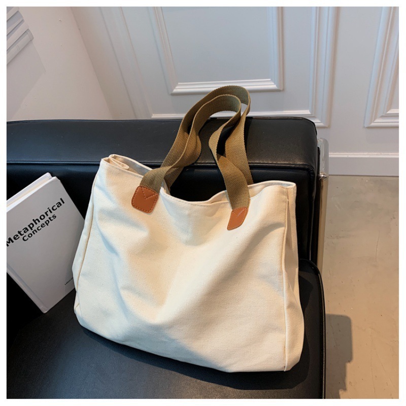 

Shopping Bags Big Tote Women Casual Pure Color Canvas For Simple Lady Handbags Shoulder Bolsa Feminina 230313, Black