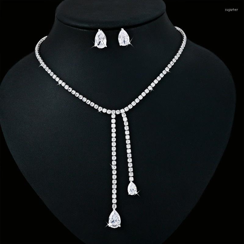 

Necklace Earrings Set 2023 Luxury Long Tassel Water Drop Earring Jewelry Party For Women Wedding Collection Wholesale, Picture shown
