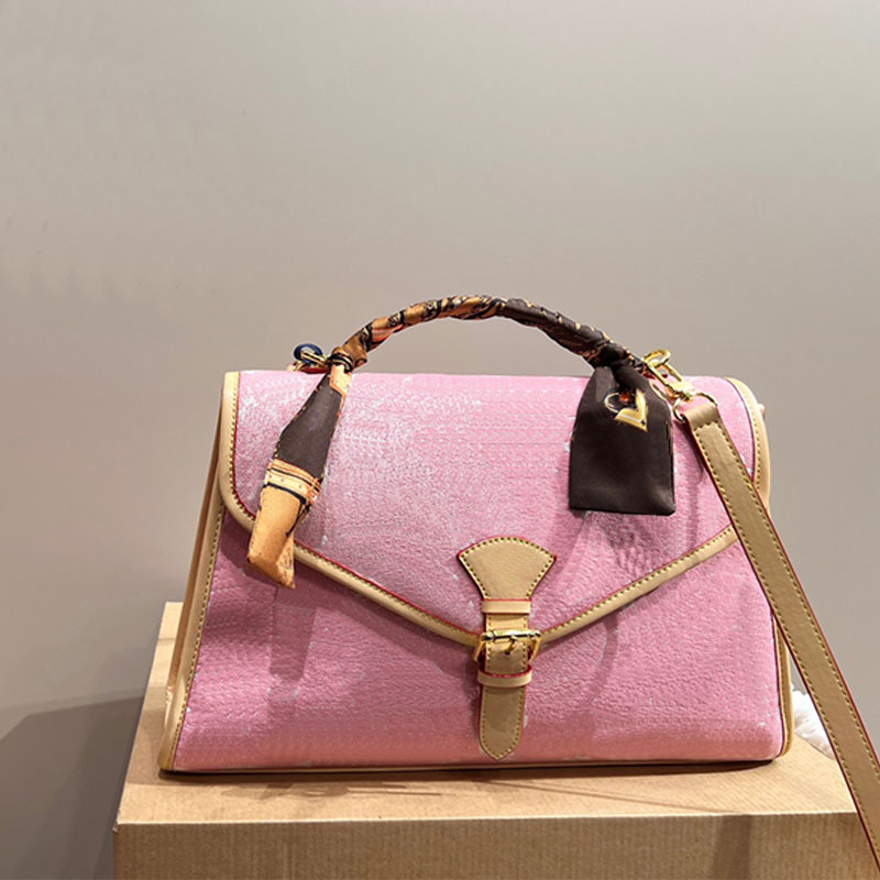 

Briefcases Envelope Wallets Totes Bag Crossbody Bags Flap Handbag Purse Denim Women Purses Fashion Letter Hardware Detachable Strap Large Capacity Pochettes, Pink