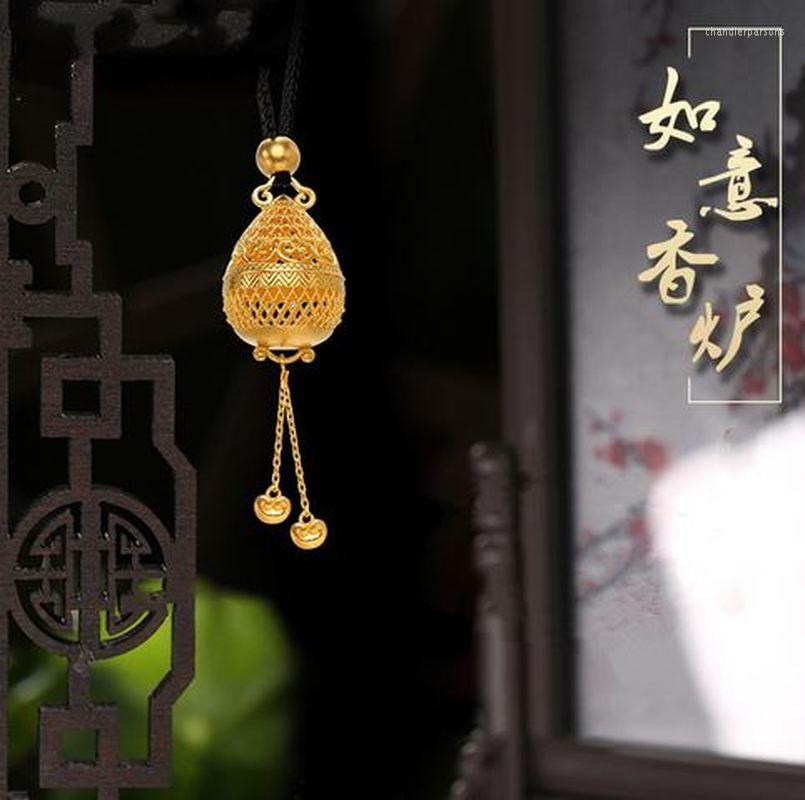 

Pendant Necklaces Ruyi Incense Burner Inheritance Ancient Gold Bracelet Plated Hollow Fashion Women Necklace Jewelry