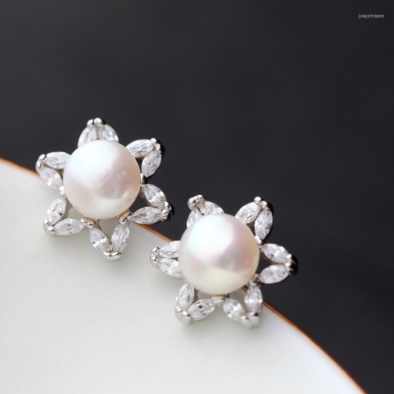 

Dangle Earrings 925 Sterling Silver Handmade Natural Pearl Petal Small
